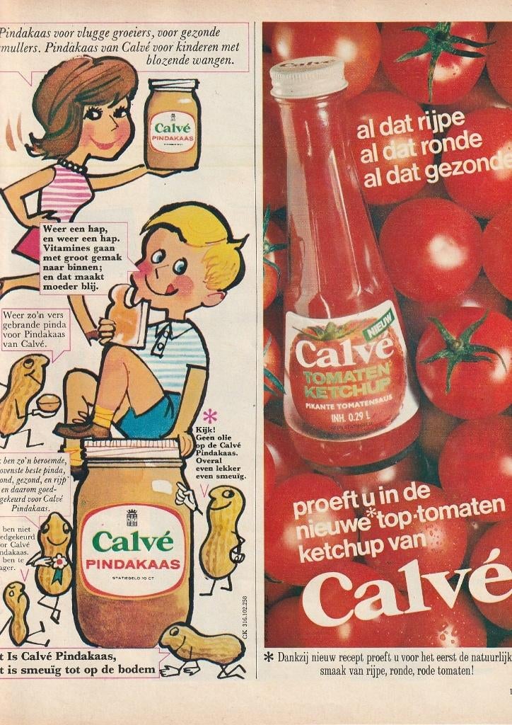 Retro reclame 1967 Calvé pindakaas & tomaten ketchup, Verzenden, Overige typen