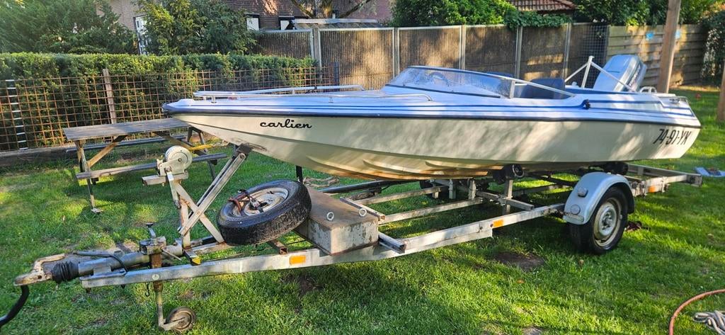 Te koop speedboot met trailer, Watersport en Boten, Speedboten, Ophalen, Gebruikt, Minder dan 70 pk, 3 tot 6 meter