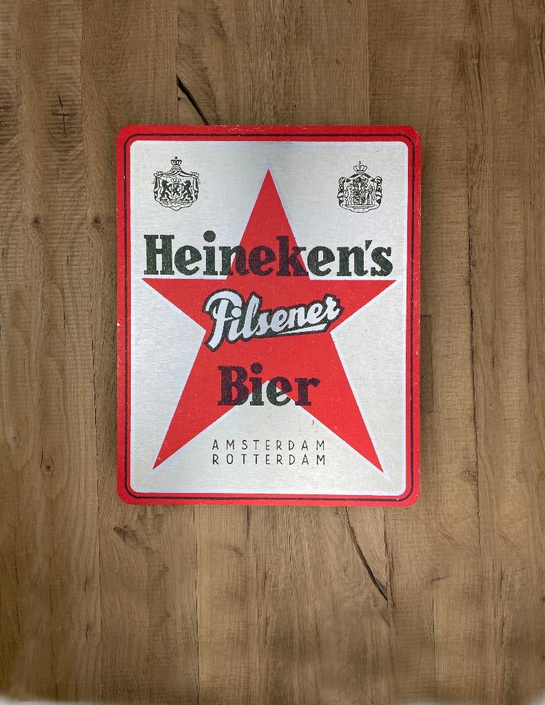 Reclamebord Heineken bier vintage, aluminium, 40x50cm, Ophalen of Verzenden, Nieuw, Reclamebord