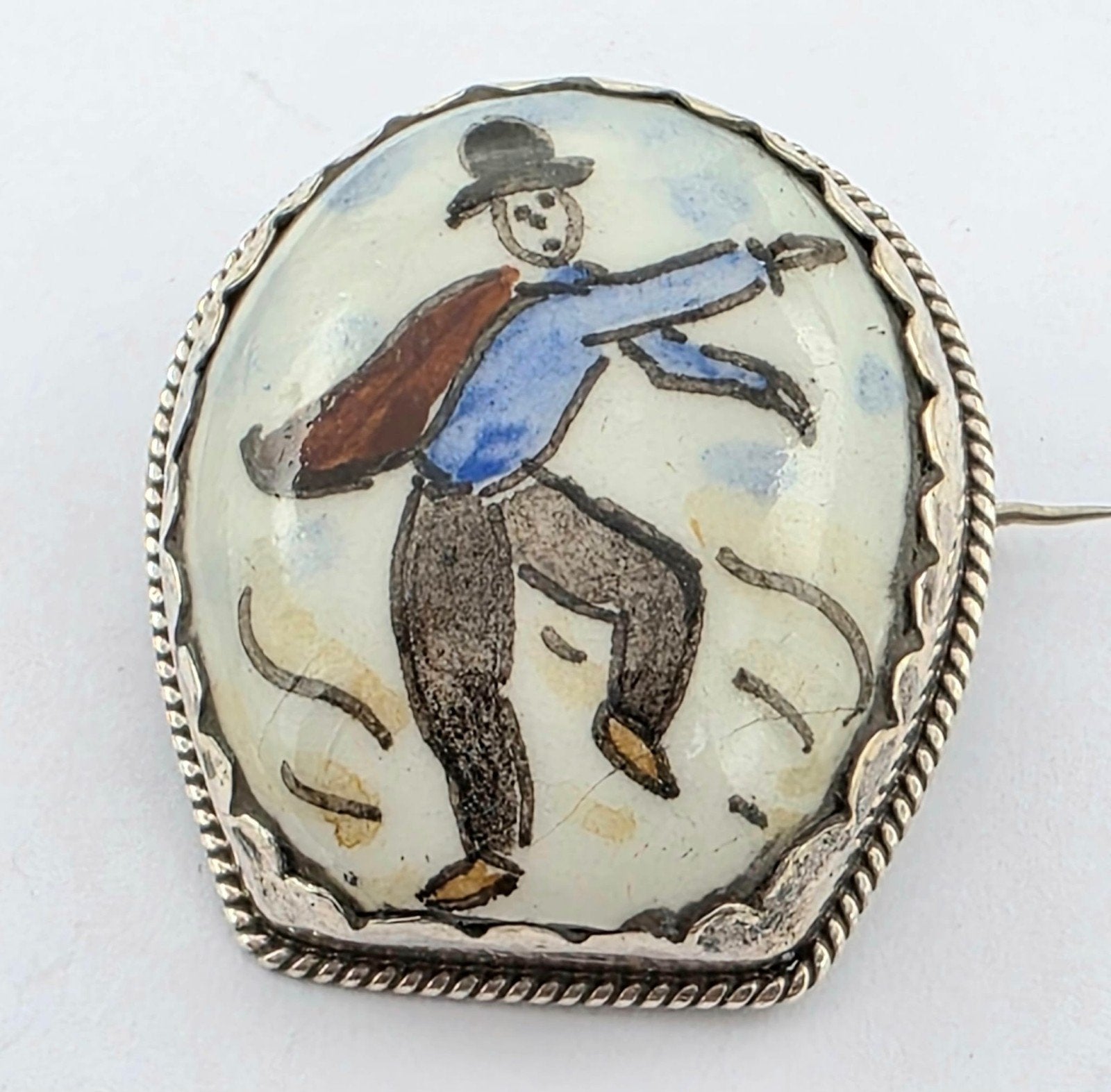 Antieke Zilveren Porselein Broche
Circa periode 1875 / 1900, Sieraden, Tassen en Uiterlijk, Antieke sieraden, Verzenden, Zilver