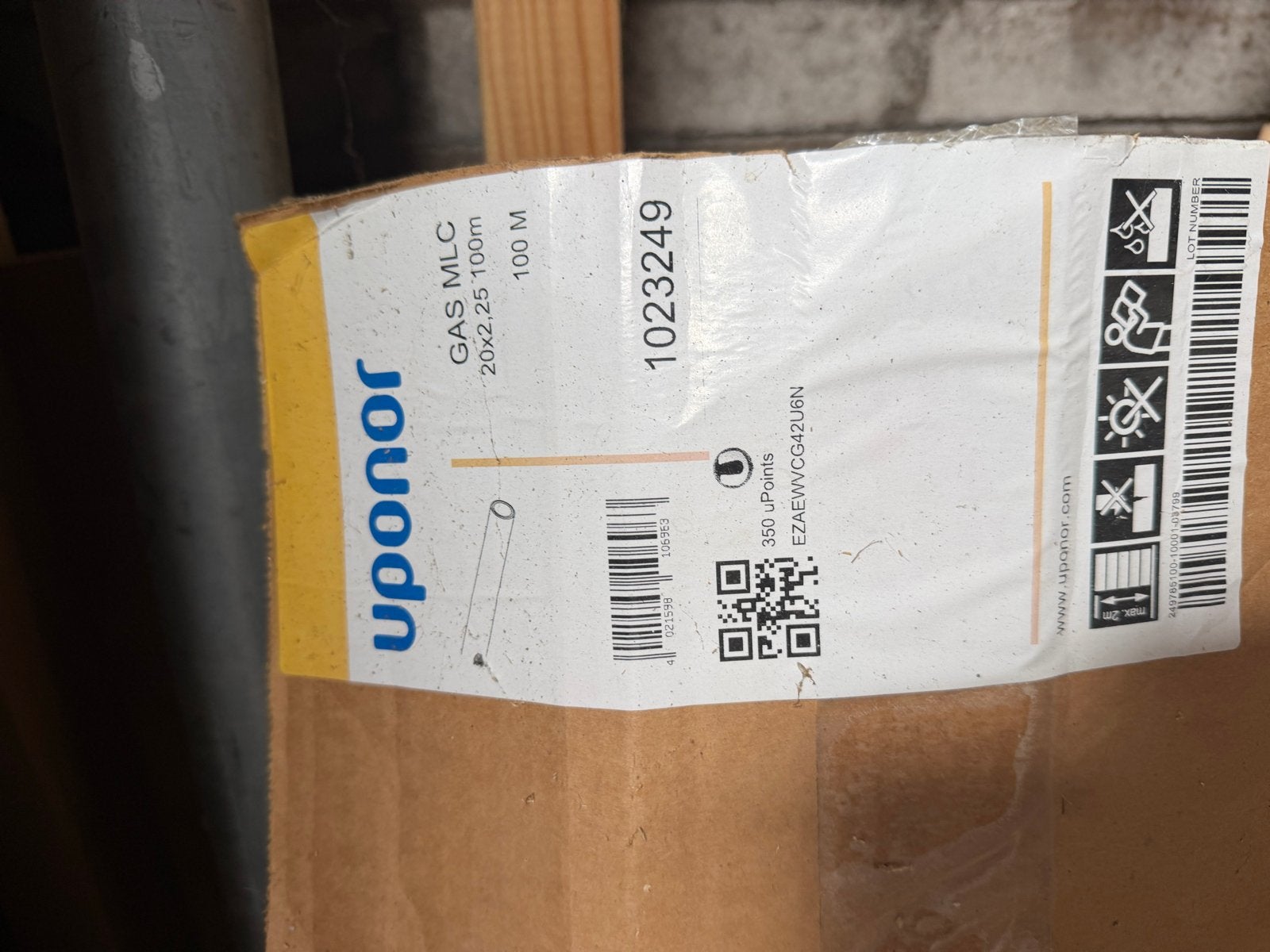 Uponor GAS MLC 20x2.25 75m gasleiding, Doe-het-zelf en Verbouw, Deuren en Horren, Ophalen of Verzenden, Zo goed als nieuw, 200 tot 215 cm