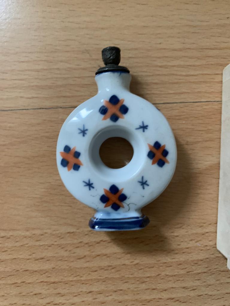 Porseleinen parfumflesje - Boldoot - 1900, Ophalen of Verzenden