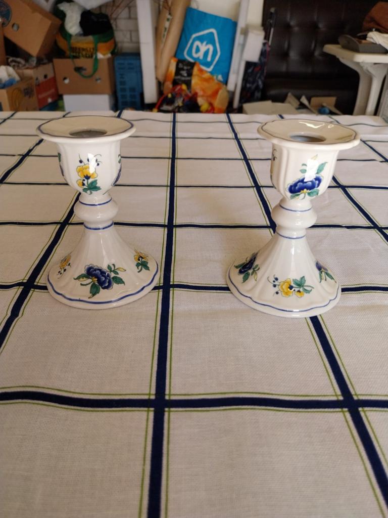 Phoenix Blauw kandelaars - Villeroy & Boch, Overige materialen, Blauw, Ophalen of Verzenden, Zo goed als nieuw