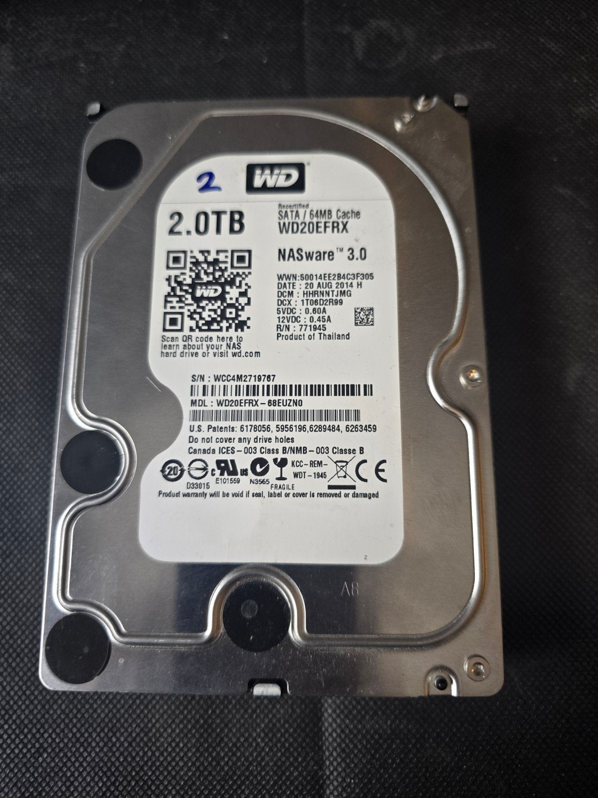 WD Red 2TB NAS Harde Schijf - WD20EFRX SATA, Computers en Software, Harde schijven, Intern, 2TB, Server, Ophalen of Verzenden