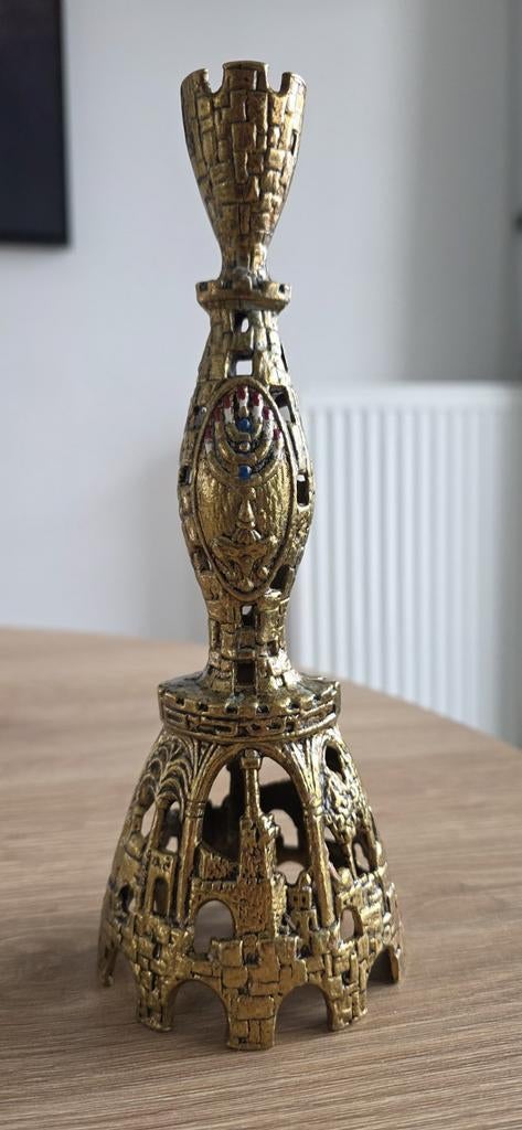 vintage Judaica koperen kandelaar, Antiek en Kunst, Ophalen of Verzenden, Koper of Brons