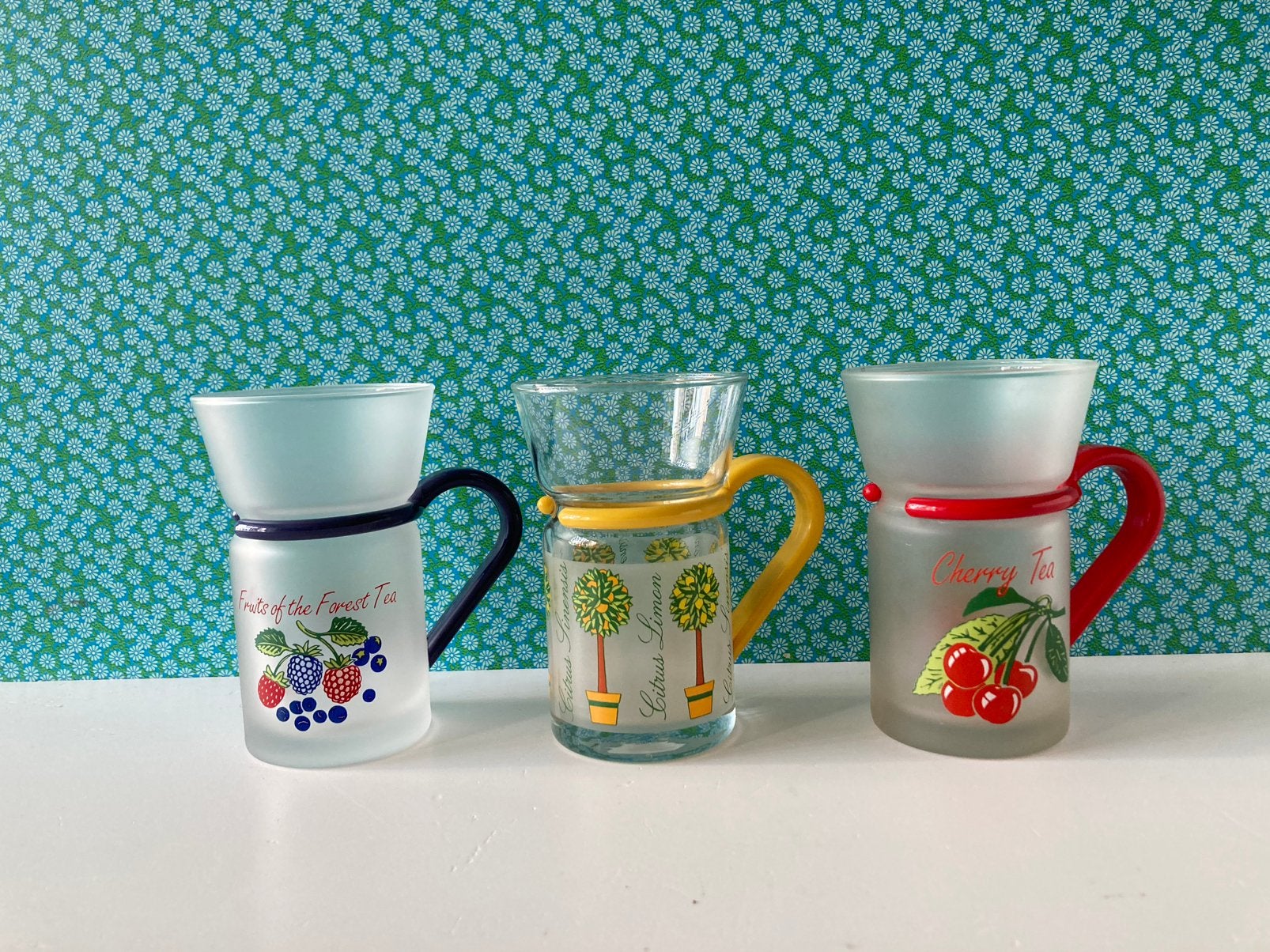 3 vintage inspiration theeglazen, Glas of Glazen, Gebruikt, Overige merken, Vintage