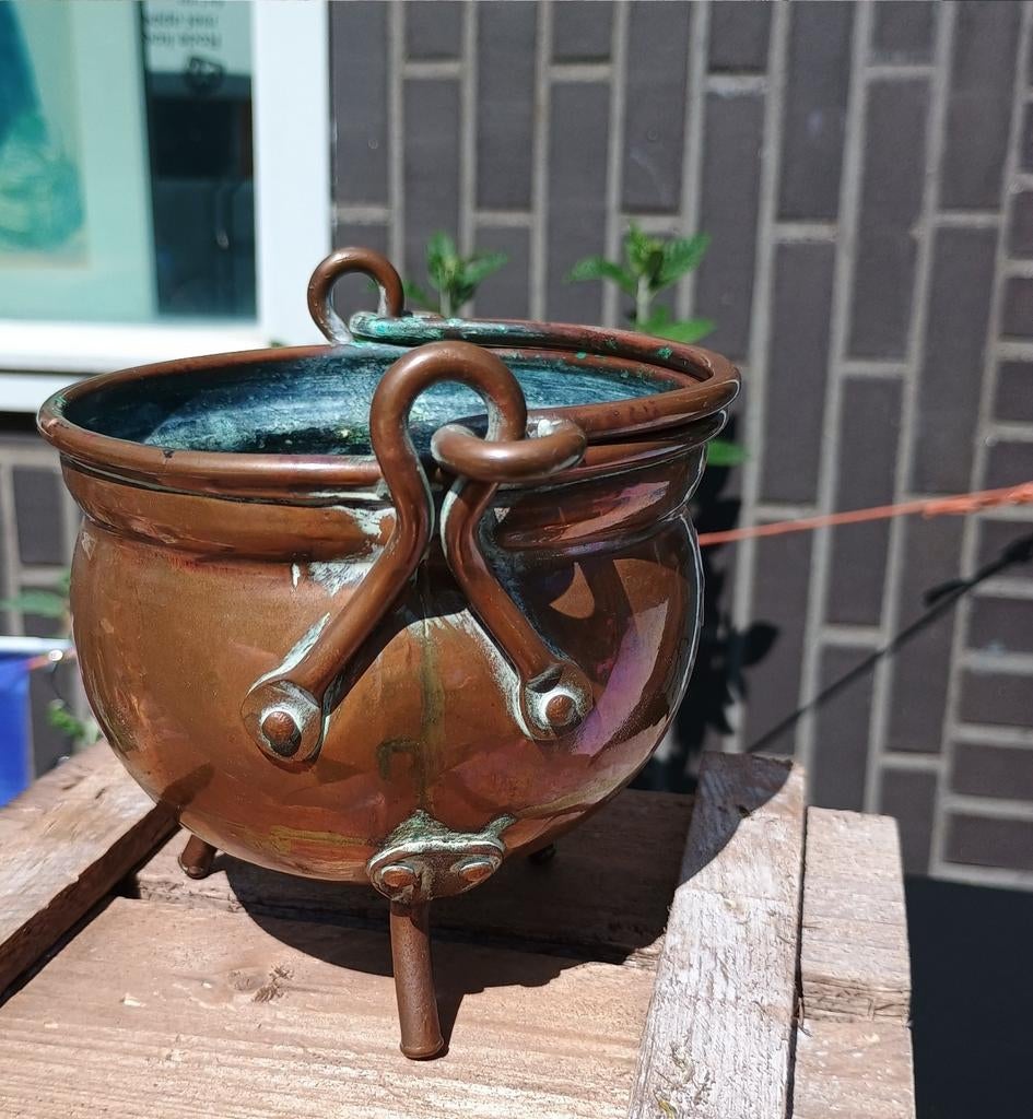 Vintage koperen potje op 3 pootjes, Antiek en Kunst, Antiek | Koper en Brons, Ophalen of Verzenden