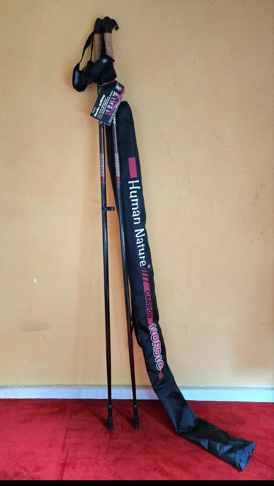 Nieuwe Carbon Nordic Walking Stokken 130cm met Hoes & Pads, Sport en Fitness, Bergsport en Wandelen, Ophalen of Verzenden, Nieuw