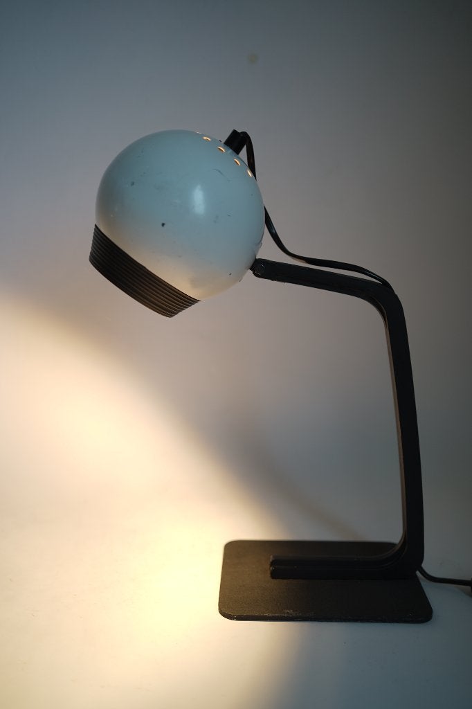 Vintage jaren 70 80 eyebal lamp space age bollamp wit zwart, Huis en Inrichting, Lampen | Tafellampen, Bureaulamp, Gebruikt, Overige merken
