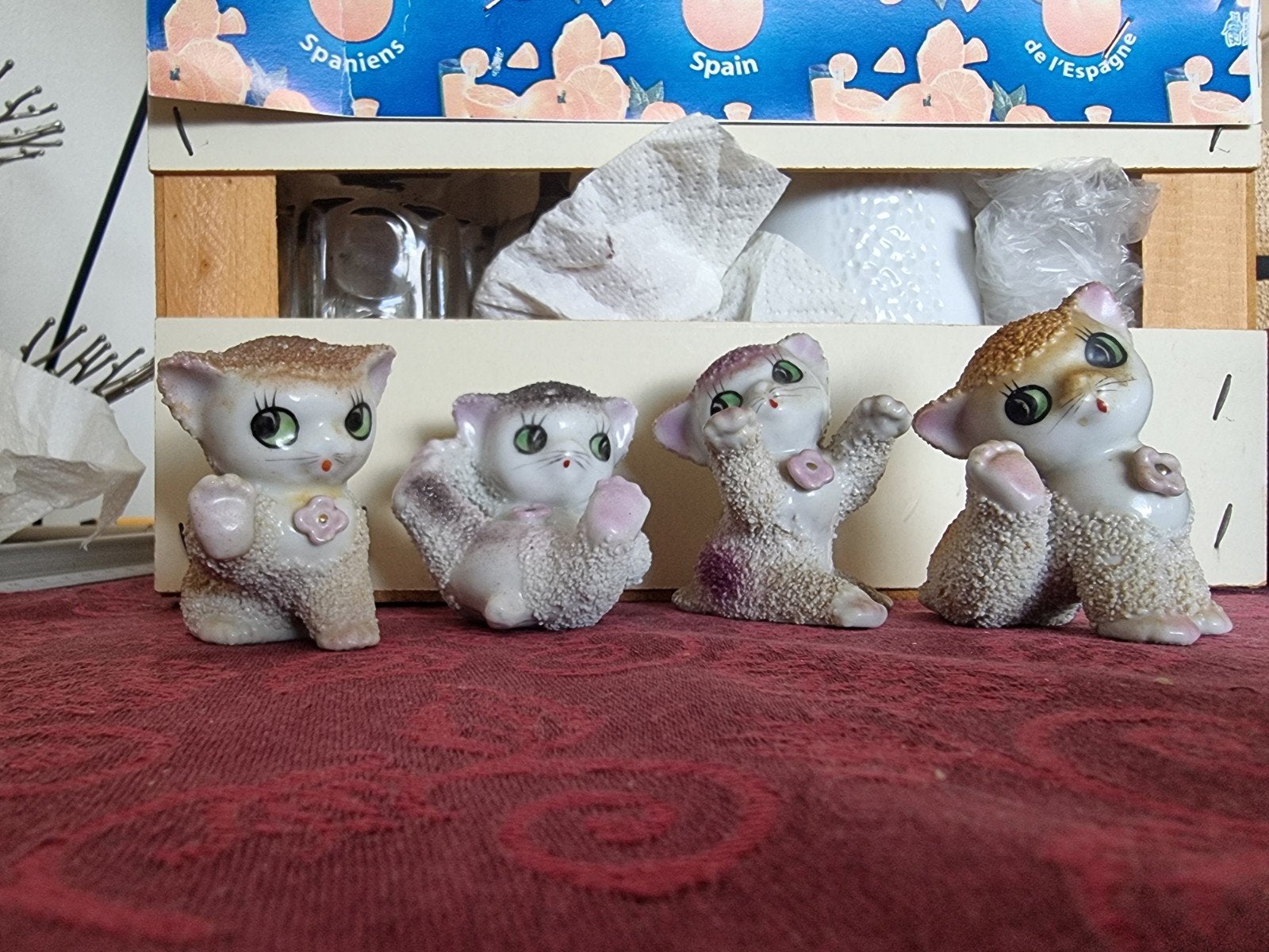 Set van 4 Vintage Kattenbeeldjes - Keramiek, Antiek en Kunst, Ophalen of Verzenden