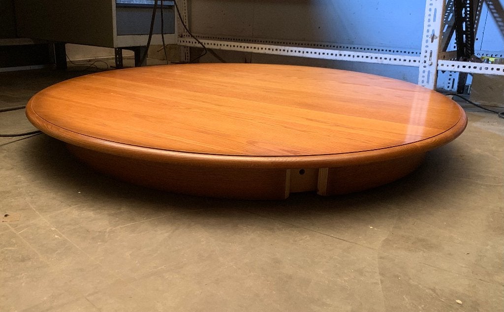 Rond tafelblad van massief eikenhout van Karel Mintjens, Ophalen, Gebruikt, Vijf personen of meer, 100 tot 150 cm