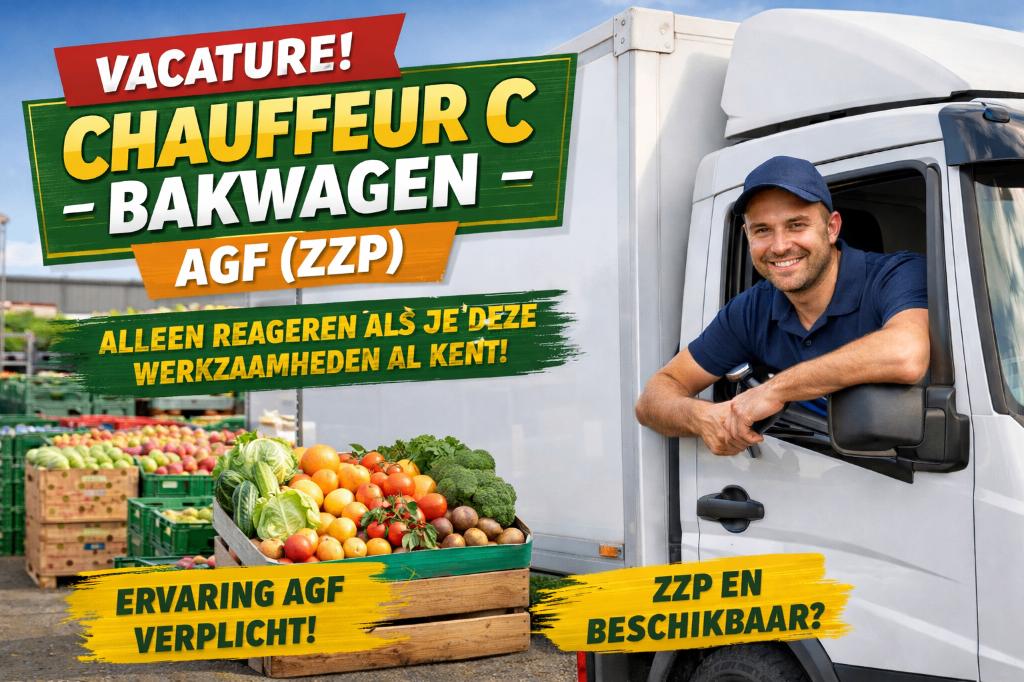 chauffeur Chauffeur C Bakwagen – AGF  Poeldijk, Overige uren, Overige niveaus, Vanaf 1 jaar, Overige vormen