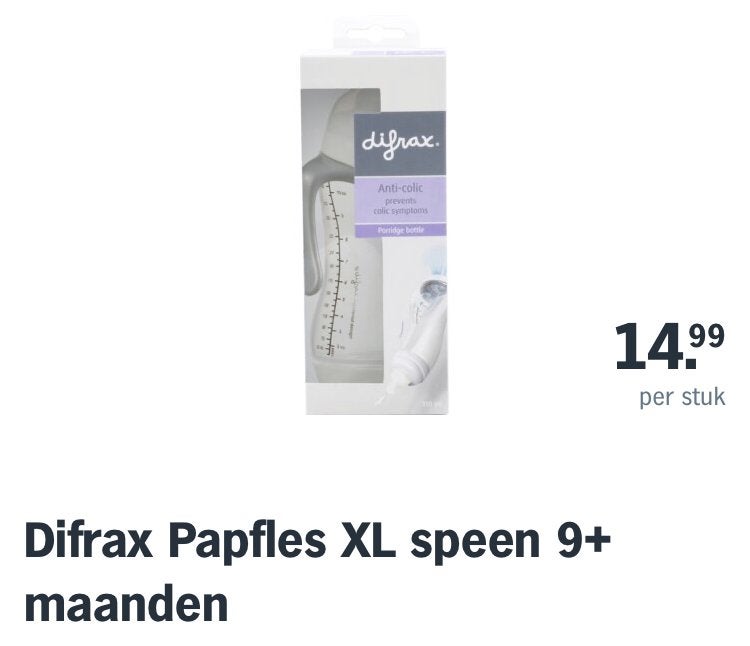 2x NIEW ! Difrax Anti-colic Brede Fles (Papfles) - 310 ml, Kinderen en Baby's, Babyvoeding en Toebehoren, Nieuw, Overige typen