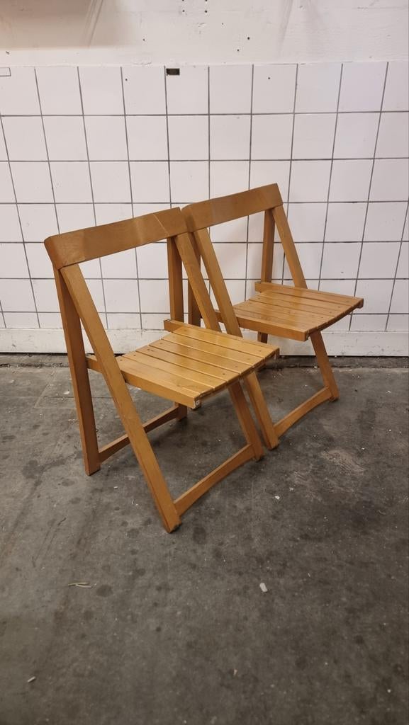 Vintage klapstoelen aldo Jacober stijl jaren 80, Gebruikt, Bruin, ,, Ophalen of Verzenden