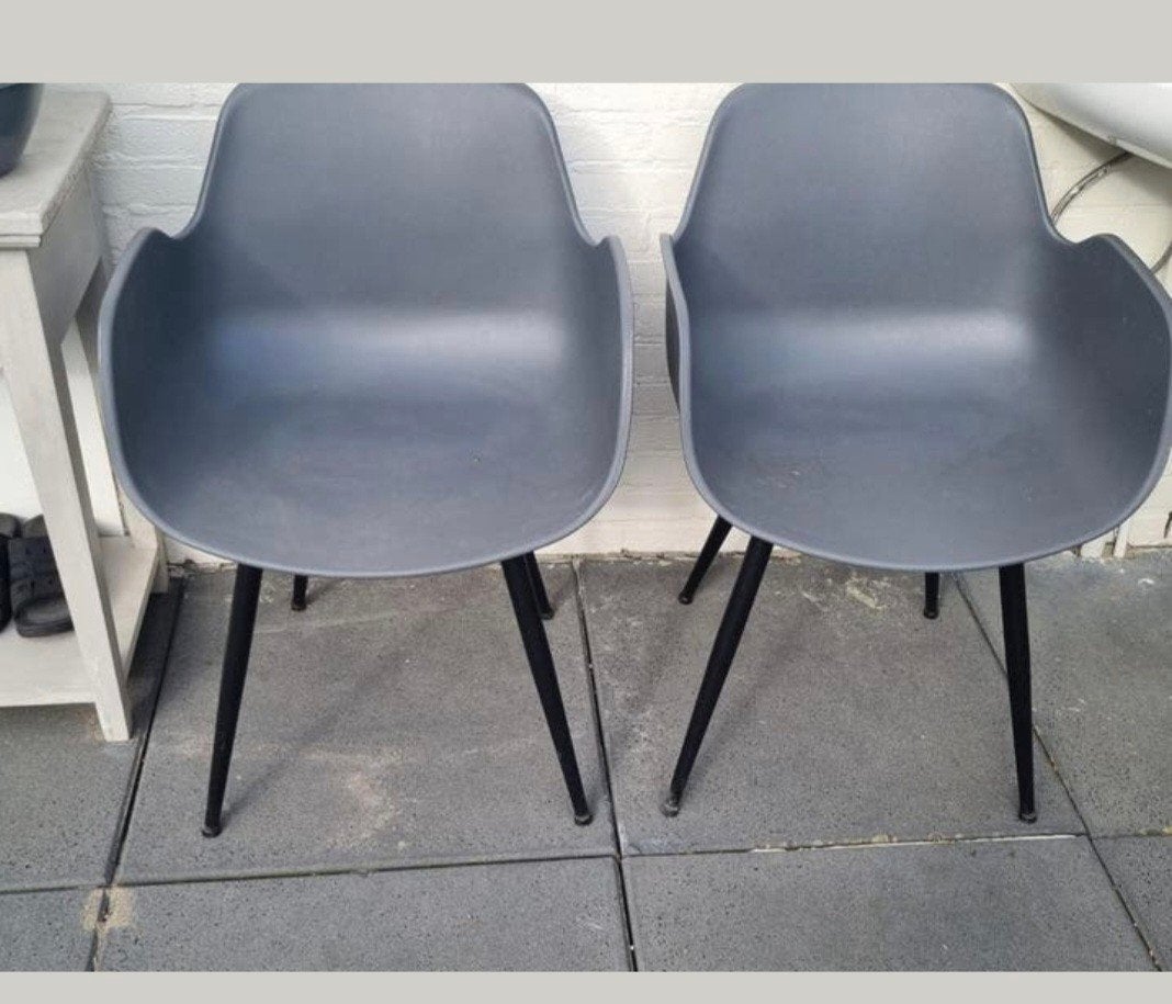 Set van 4grijze tuinstoelen, Ophalen, Gebruikt, Kunststof