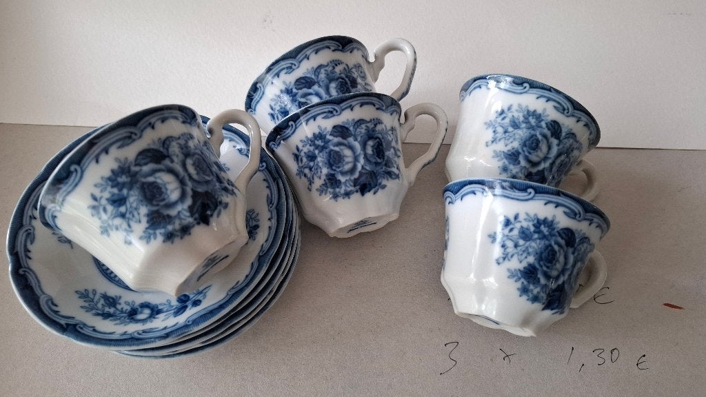Mokka kopjes Blue Rose, Ophalen of Verzenden
