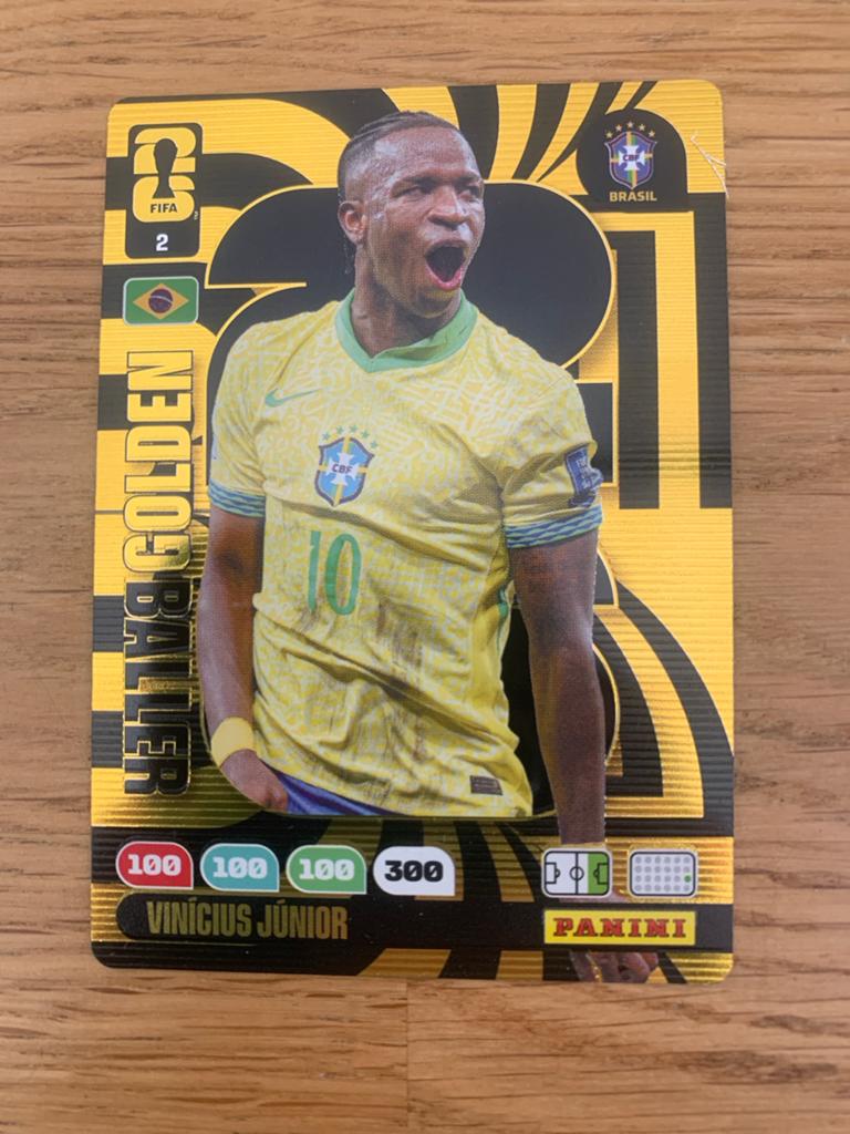 Panini FIFA Golden Baller Vinicius Júnior Brazilië, Verzamelen, Ophalen of Verzenden, Zo goed als nieuw, Buitenlandse clubs, Spelerskaart