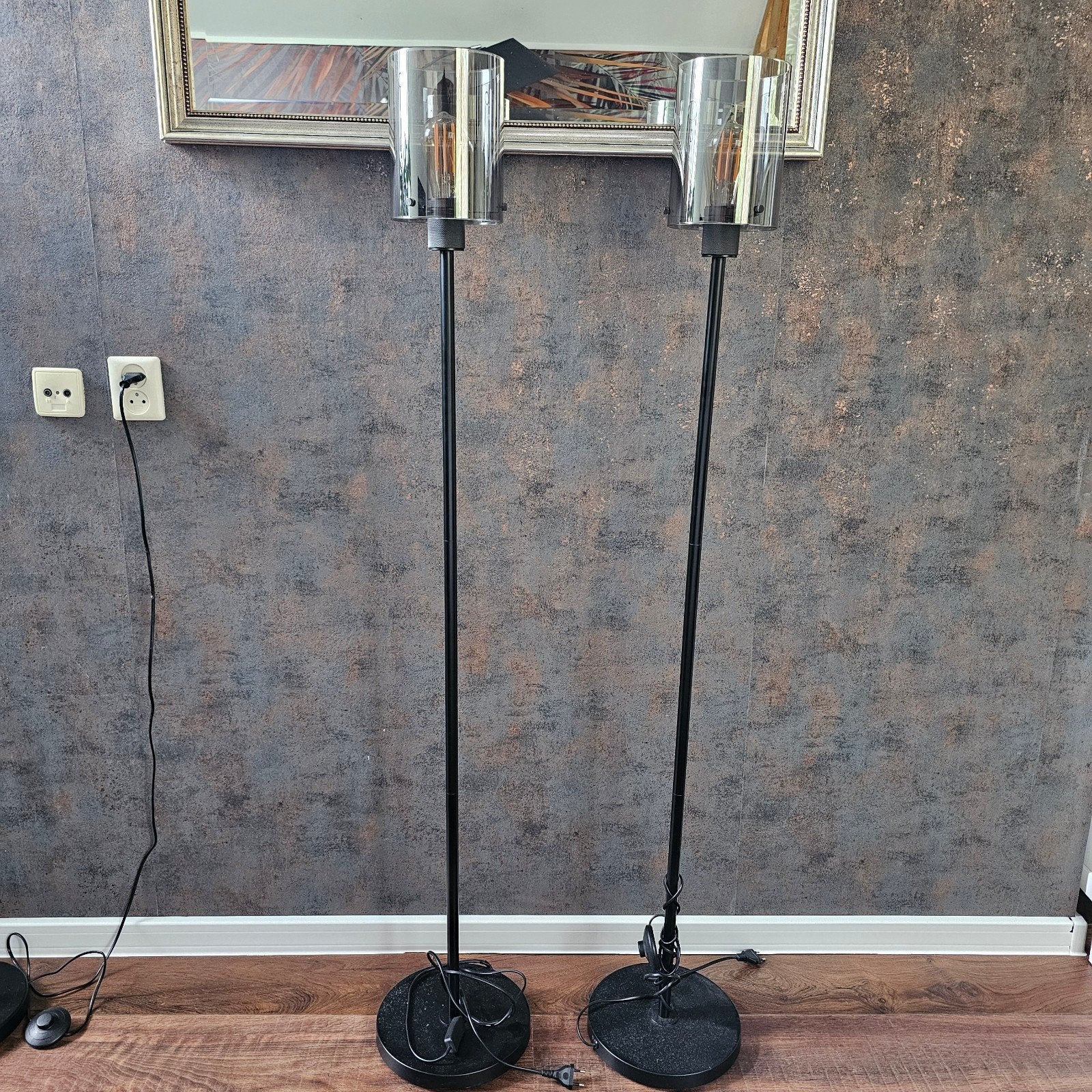 Qazqa Design Vloerlamp Zwart Met Smoke Glas - Dome, Ophalen