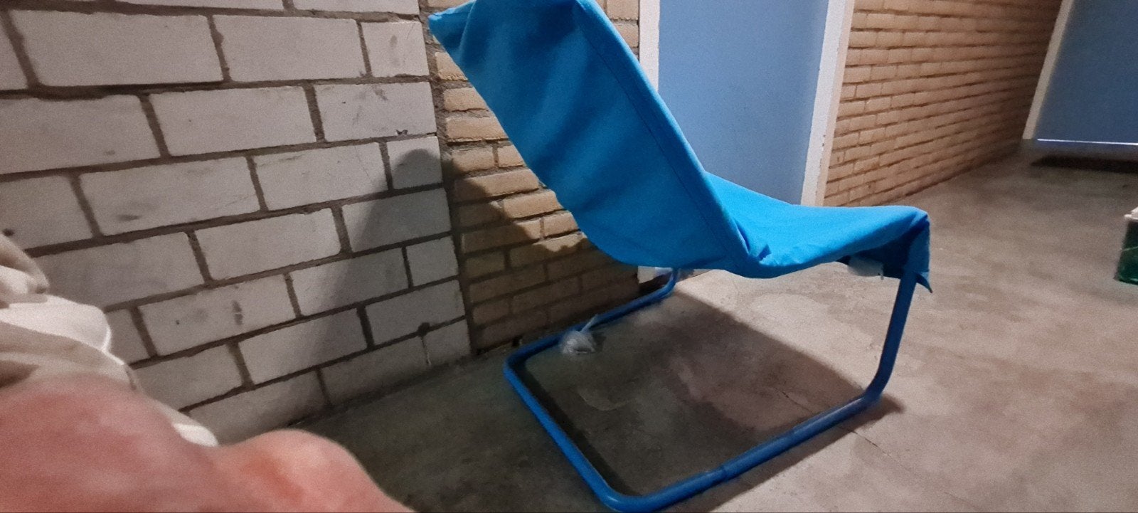 Blauwe loungestoel / vloerstoel, Huis en Inrichting, Stoelen, Gebruikt, Blauw, Ophalen of Verzenden, Stof