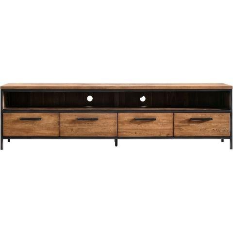 TV-meubel Romaro 200 cm teakhout mix rough, Ophalen, Teakhout, Nieuw, 200 cm of meer