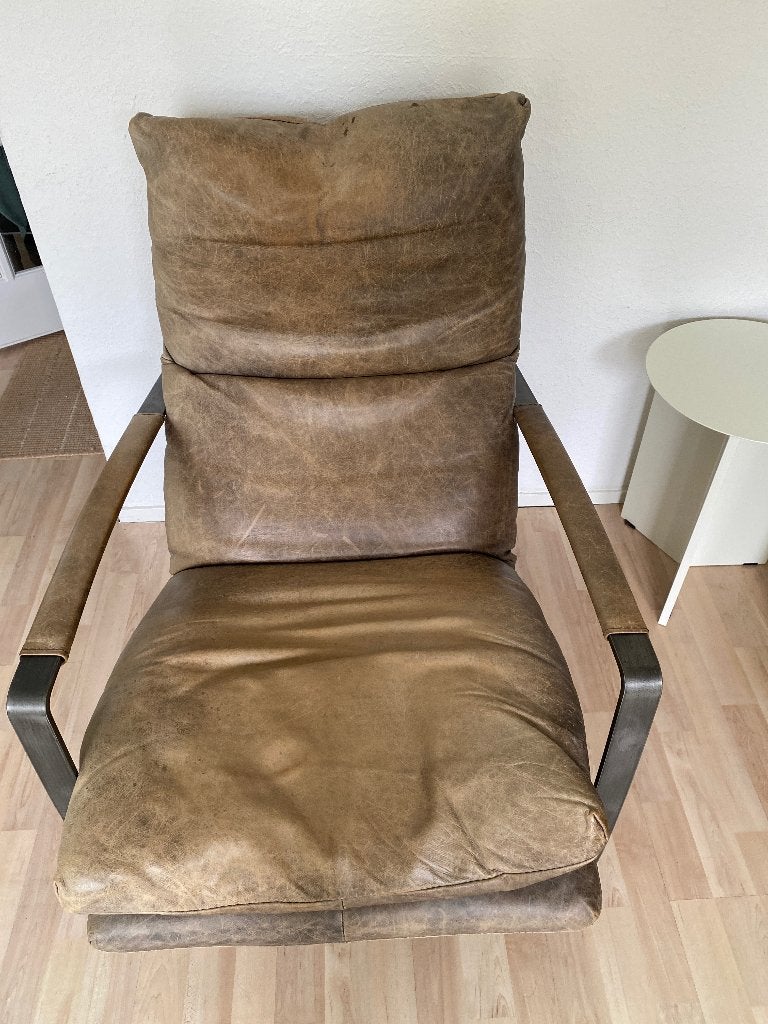 Lederen stoel Lex vintage, Huis en Inrichting, Ophalen, Gebruikt, Bruin, Vintage modern
