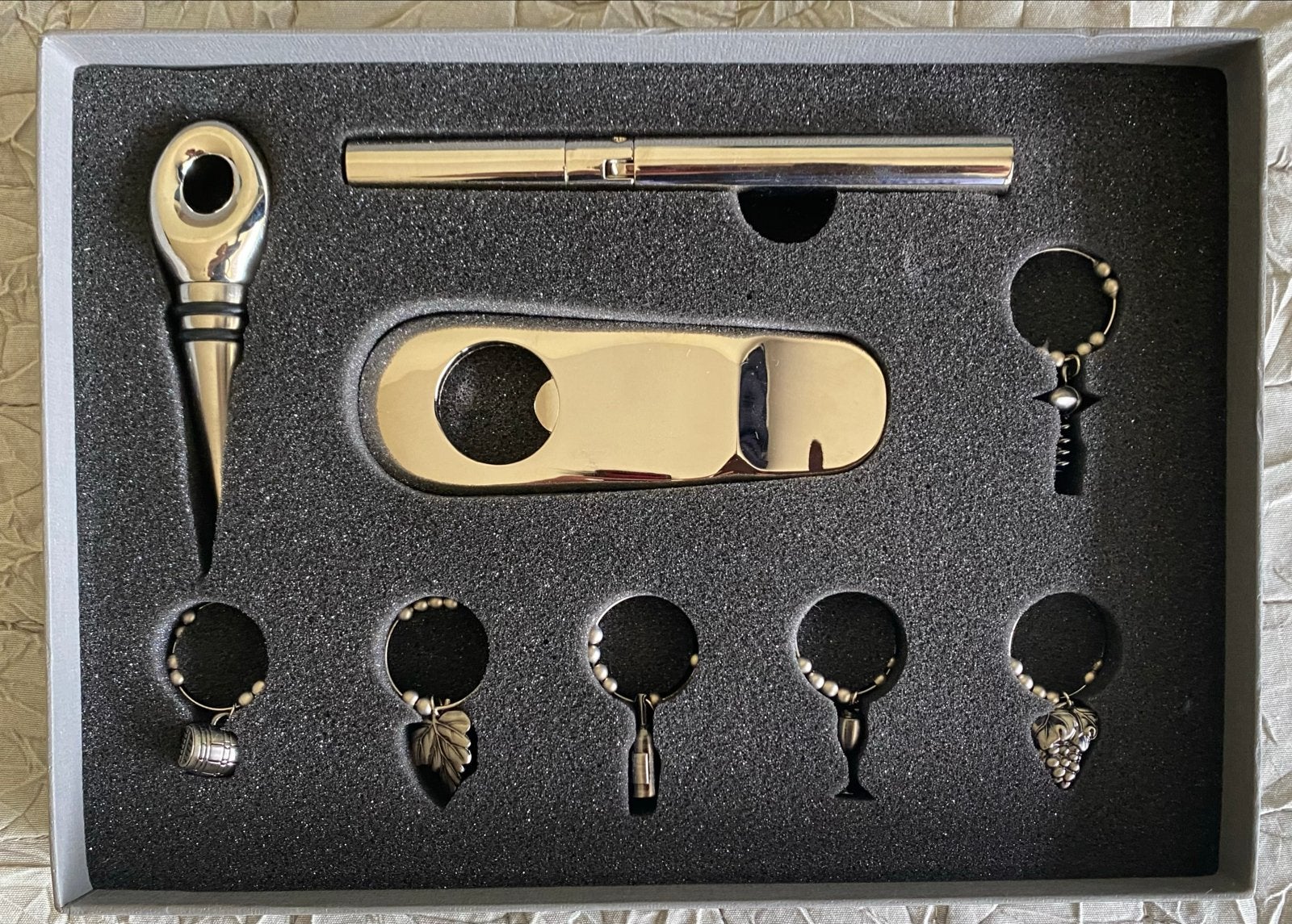 Luxe Wijnaccessoires Set met Kurkentrekker en Flesopener, Nieuw, Ophalen of Verzenden, Minder dan 5 flessen, Metaal