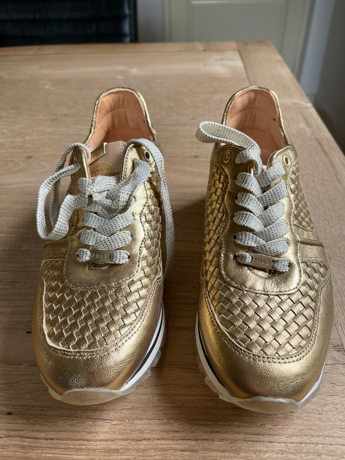 Gouden leren sneakers Fred de la Bretoniere maat 37, NIEUW!, Overige kleuren, Nieuw, Ophalen of Verzenden, Sneakers of Gympen
