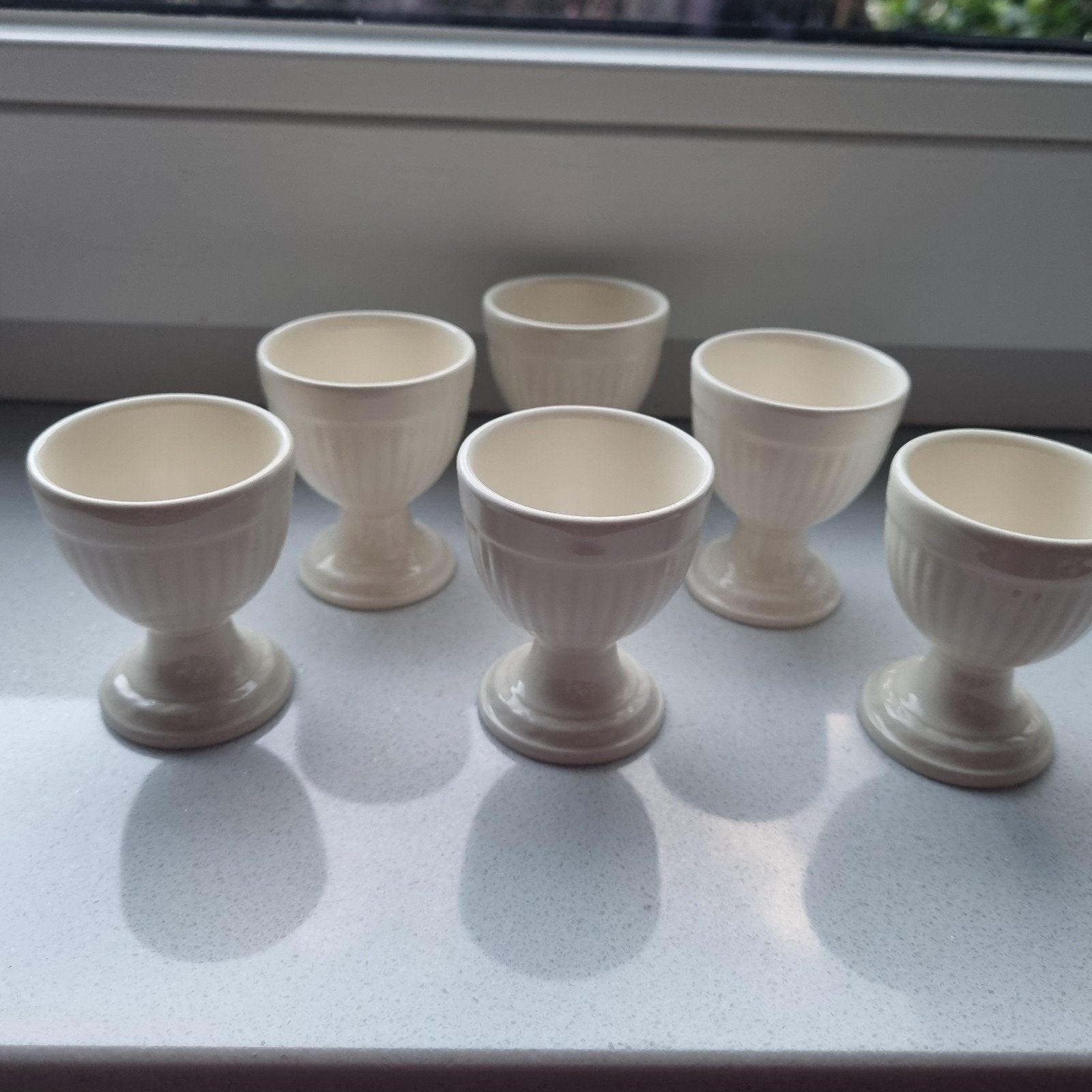 6 Wedgwood Edme eierdopjes - Zeer goede staat, Ophalen of Verzenden, Zo goed als nieuw, Aardewerk, Overige typen