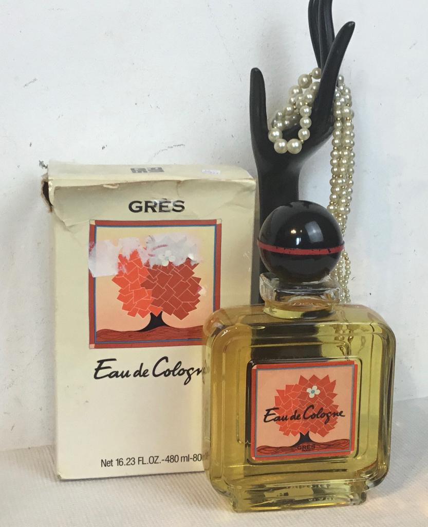Grès Paris, grote fles eau de cologne, vintage, Ophalen of Verzenden, Zo goed als nieuw, Parfumfles, Gevuld