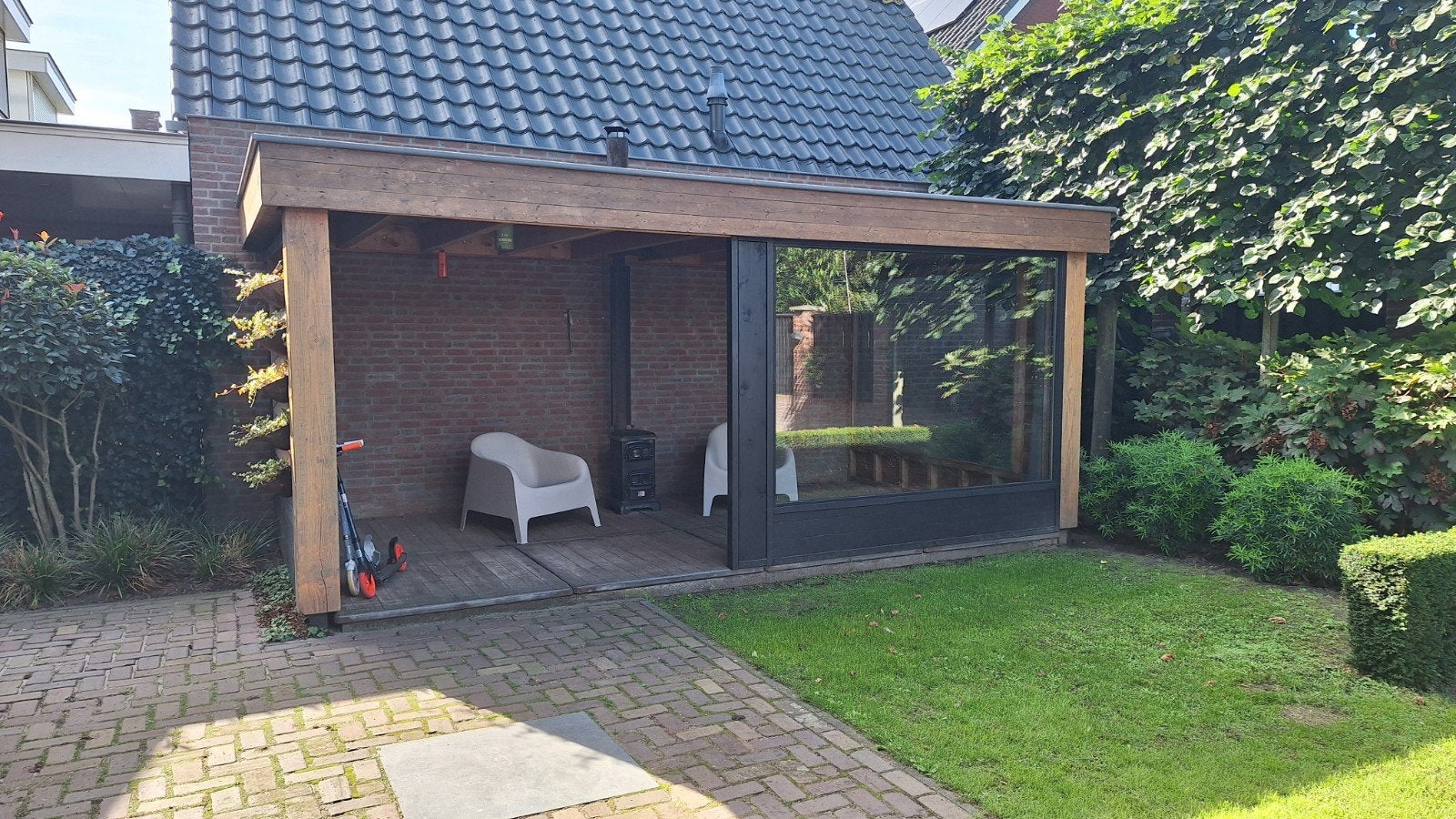 Mooie overkapping met vloer, zo goed als nieuw, Tuin en Terras, Ophalen, Zo goed als nieuw, Overige typen