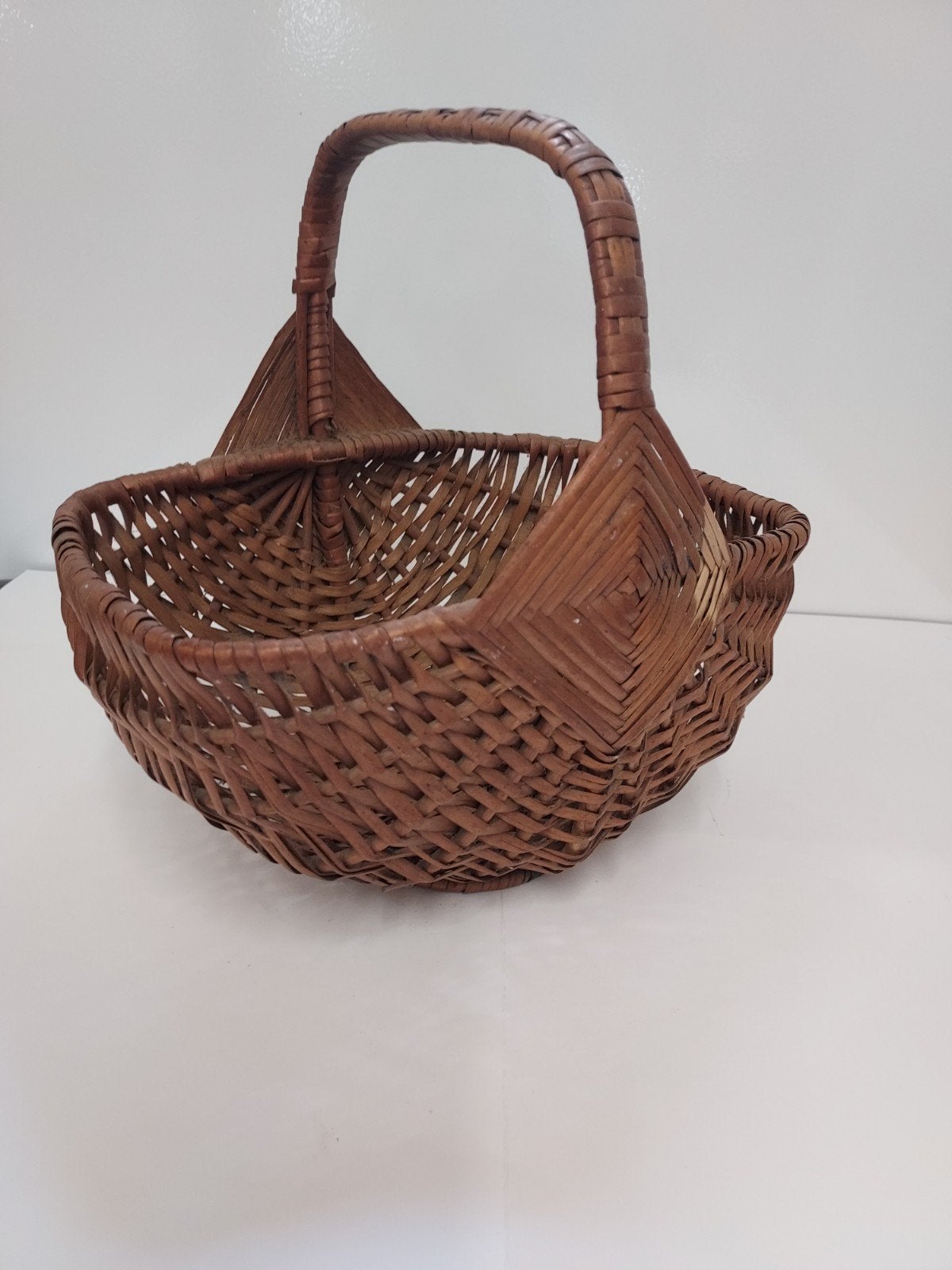 Vintage rieten mand met handvat, Antiek en Kunst, Ophalen of Verzenden