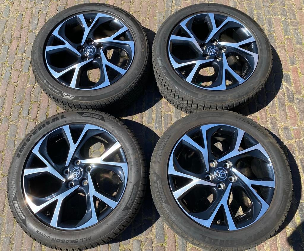 Originele 18” Toyota C-HR velgen + TPMS + All Season (7-8mm), 18 inch, Banden en Velgen, Nieuw, Ophalen of Verzenden