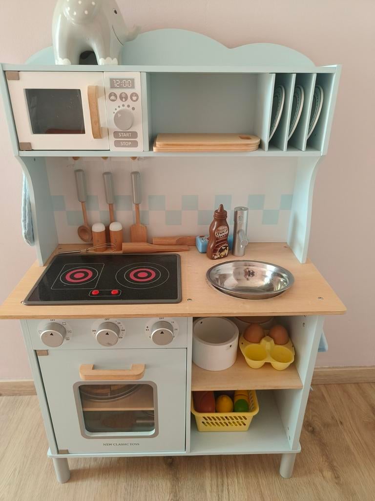 Houten speelkeuken met accessoires, Kinderen en Baby's, Speelgoed | Speelkeukens, Ophalen, Gebruikt, Hout, Speelkeuken