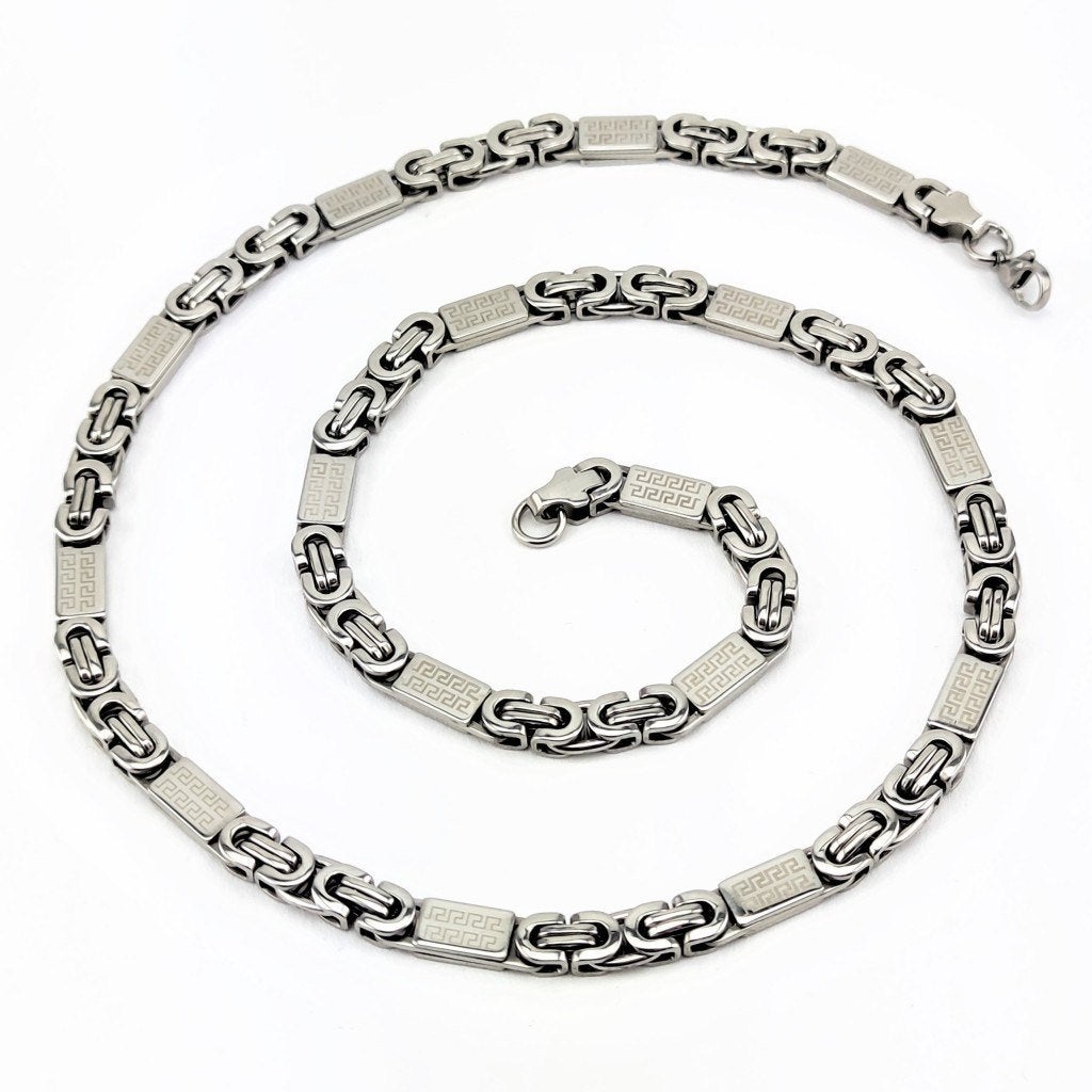 8mm Stalen Koningsketting met Griekse-Schakels, Sieraden, Tassen en Uiterlijk, Overige materialen, Birgitta-Gracht 33, 6465 EL Kerkrade, Nederland