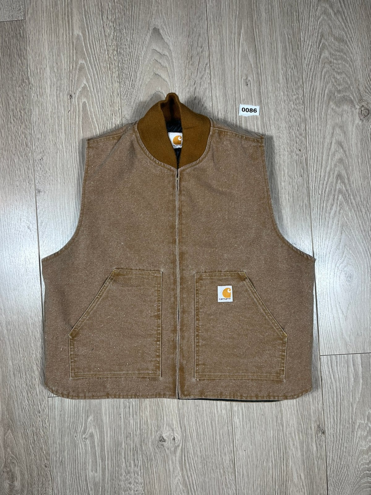 Vintage Beige Acid Wash Reworked Bodywarmer L – 90s Utility, Maat 52/54 (L), Zwart, Carhartt, Ophalen of Verzenden