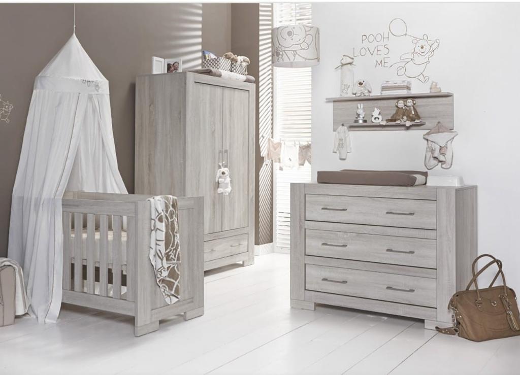 Complete babykamer grijs Interbaby Palermo met 2x ledikant, Ophalen, Jongetje of Meisje