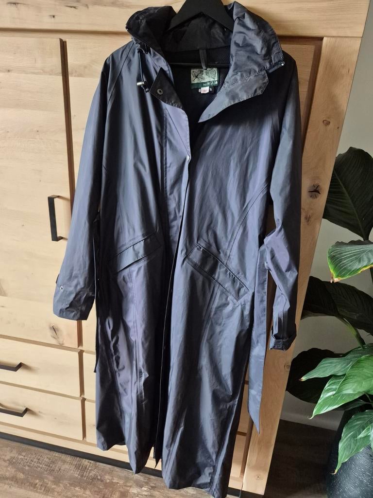 Donkerblauwe lange regenjas Agu maat 40, Caravans en Kamperen, Regenkleding, Ophalen of Verzenden, Gebruikt, Regenjas, Dames