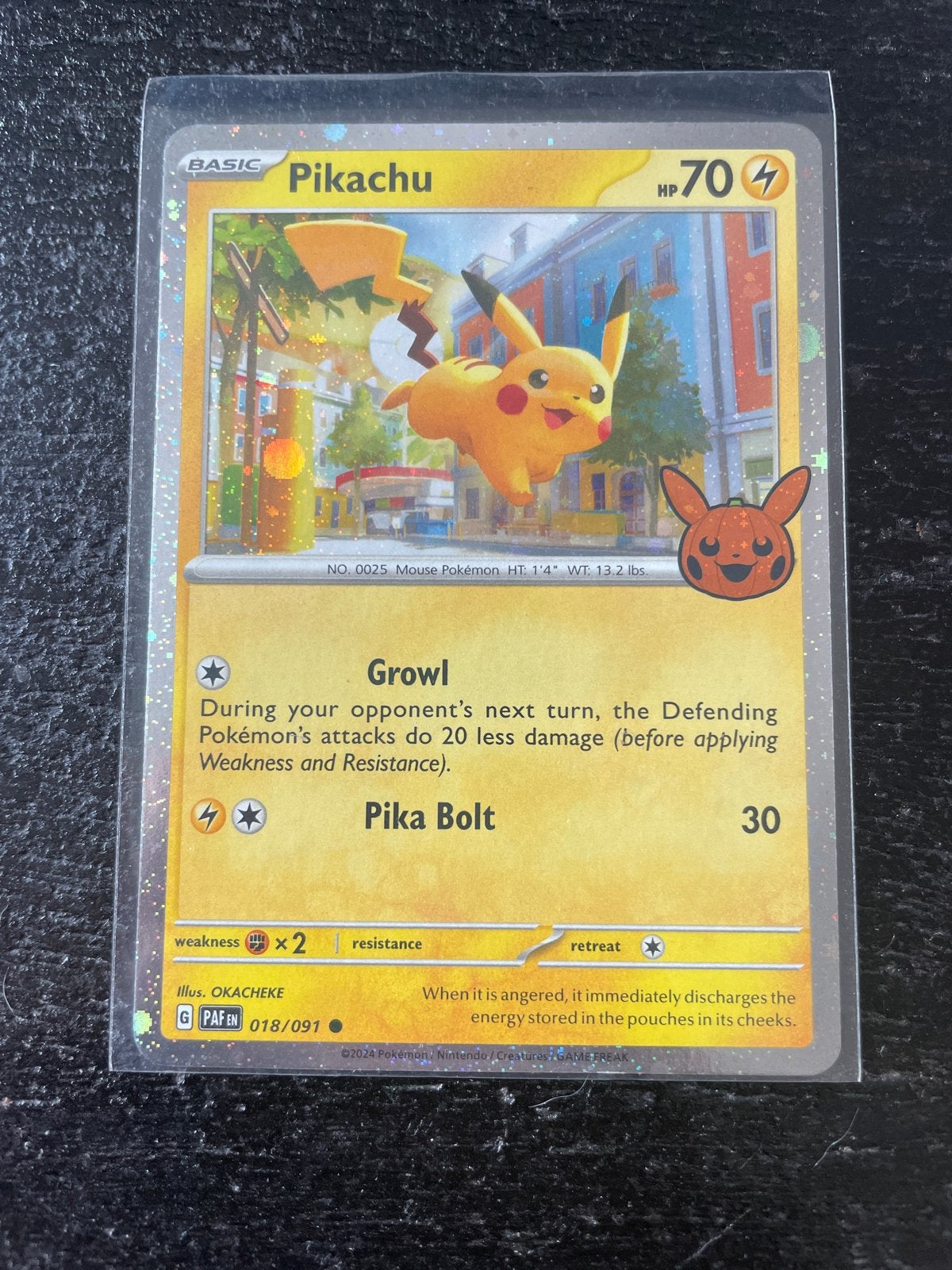 Pikachu Pokémon kaart 018/091 - Nieuwstaat, Ophalen of Verzenden, Zo goed als nieuw, Losse kaart, Foil