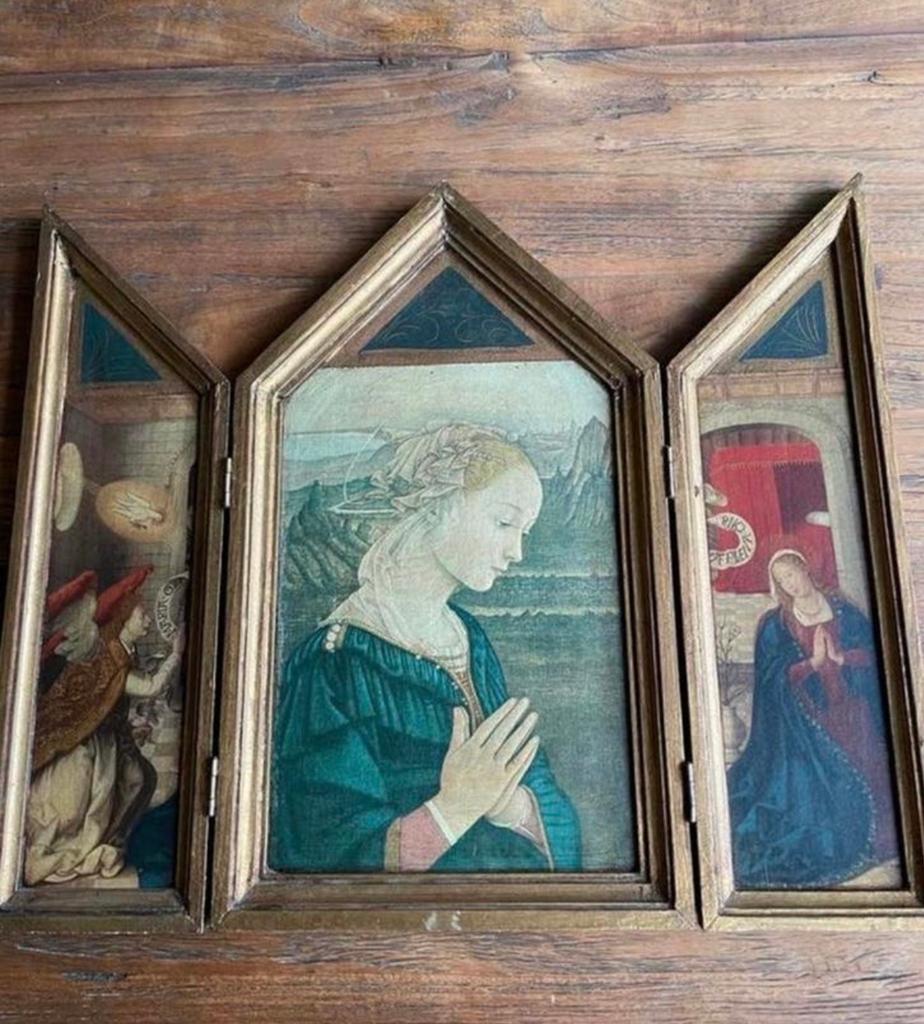 Antiek drieluik: religieuze kunst, Antiek en Kunst, Ophalen of Verzenden