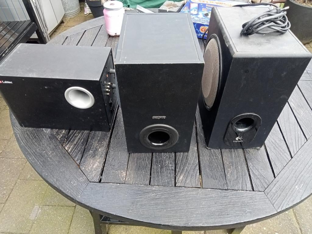 3 Stuks Pc losse subwoofers: Logitech, Creative, Labtec, Computers en Software, Pc speakers, Ophalen, Gebruikt, Audiokanaal 5.1