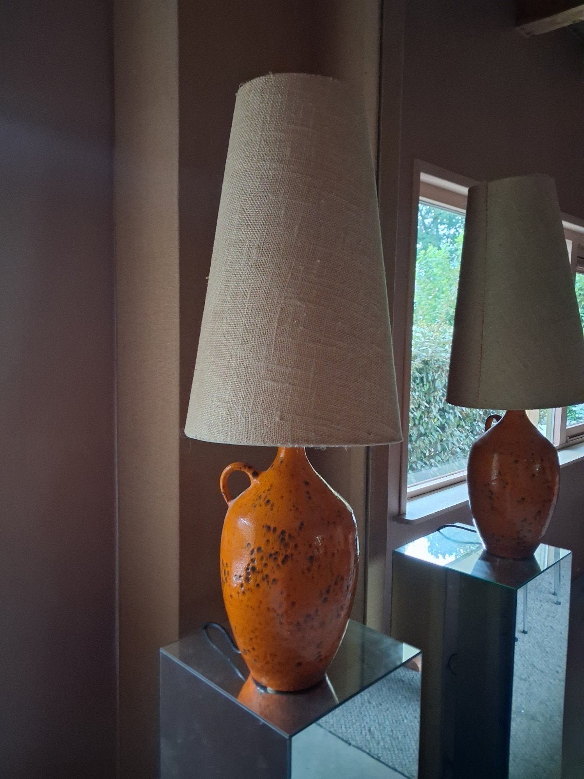 Oranje lava west Germany lamp retro midcentury vintage, Ophalen, Gebruikt, Oranje, Keramiek