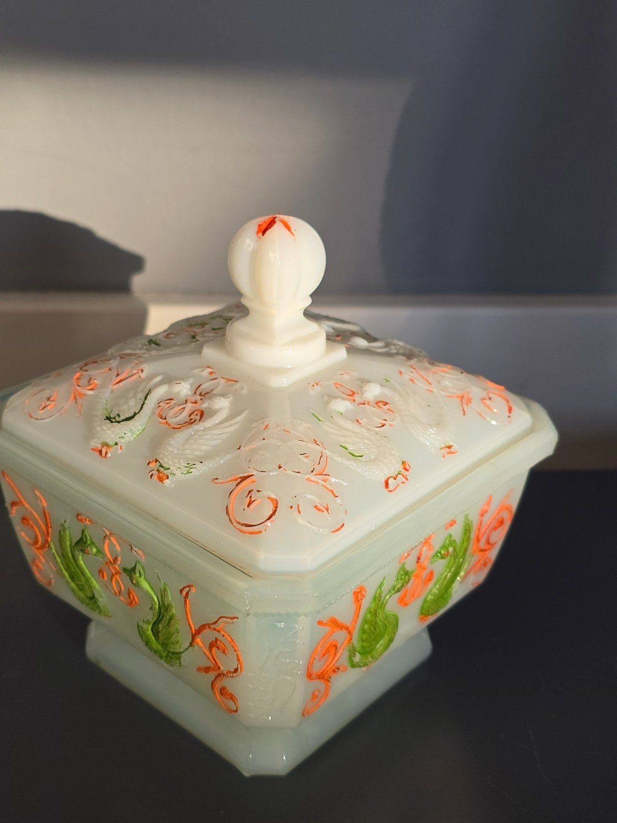 Antieke Franse opaline foire doos / bonbonnière 1930/40S €49, Ophalen of Verzenden