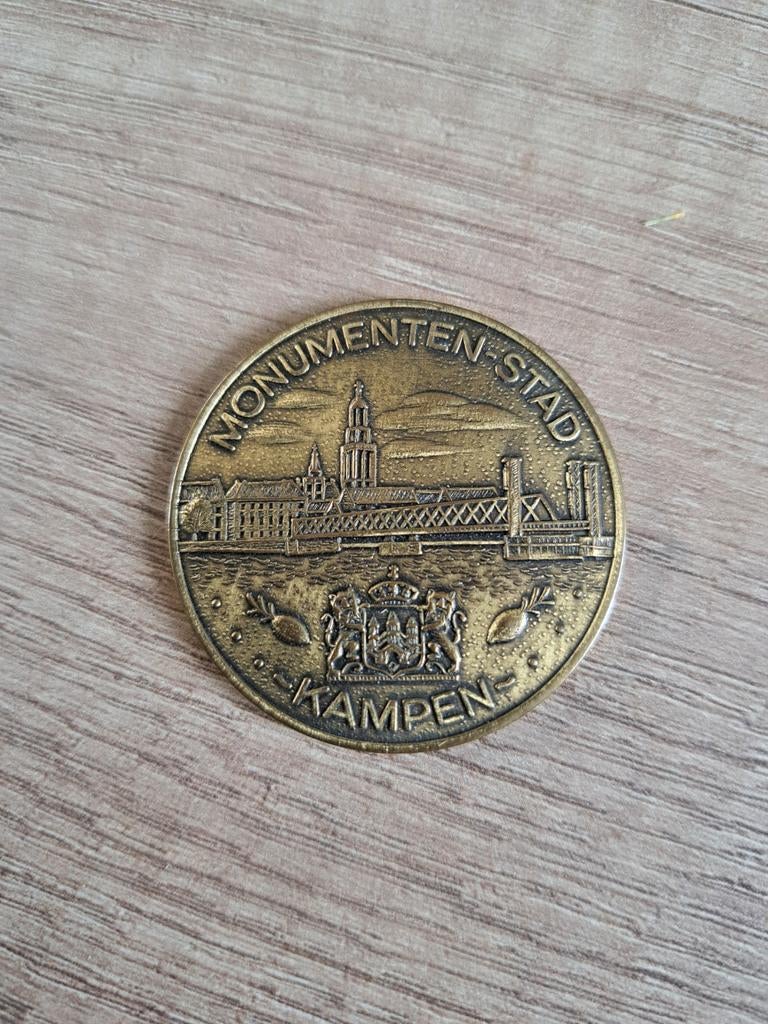 Nederlandse Kampen Monumenten-Stad daalder, Postzegels en Munten, Penningen en Medailles, Overige materialen, Ophalen of Verzenden