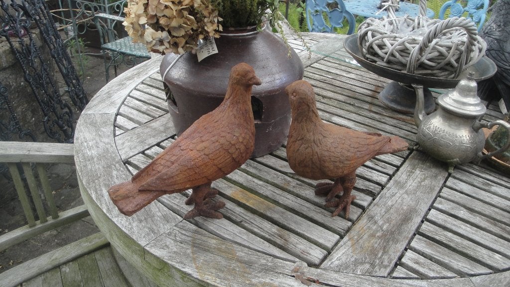 decoratieve duiven beelden gietijzer, Ophalen of Verzenden, Nieuw, Metaal, Dierenbeeld