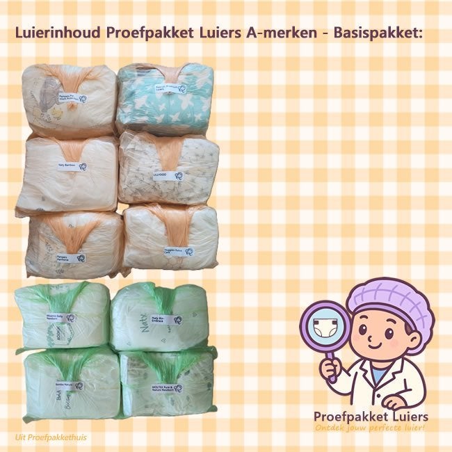 Proefpakket luiers A-merken - Basispakket, Verzenden, Nieuw
