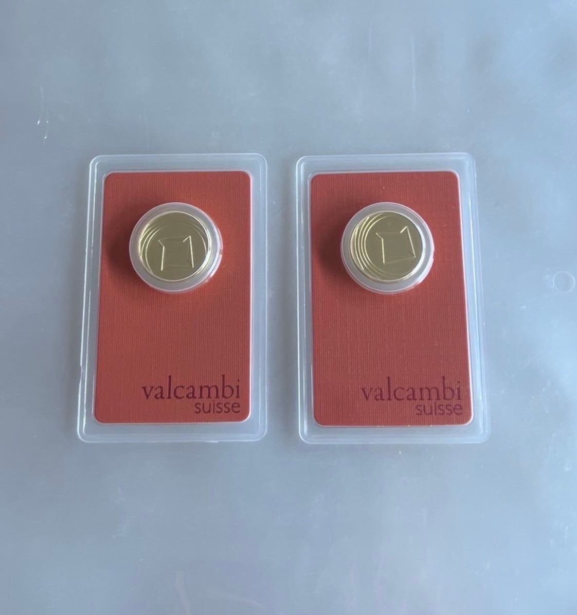2x Valcambi Suisse goudbaren in originele verpakking, Ophalen of Verzenden, Goud