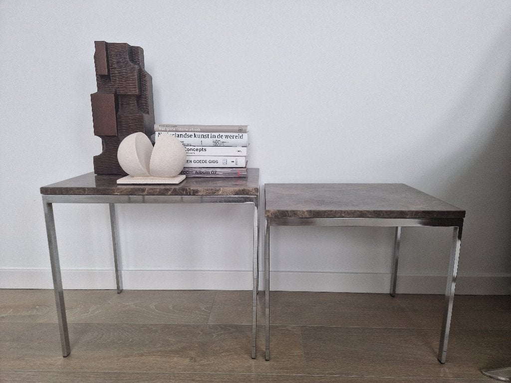 marmeren bijzettafels bruin, Overige materialen, Minder dan 55 cm, Gebruikt, Vintage