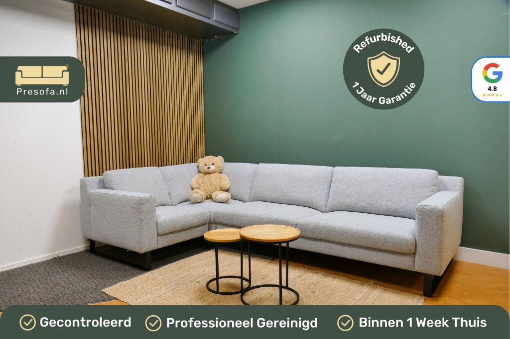 Montel Hoekbank Licht Grijs Montelex [Refurbished], Huis en Inrichting, Banken | Bankstellen, 250 tot 300 cm, -, -, Hoekbank