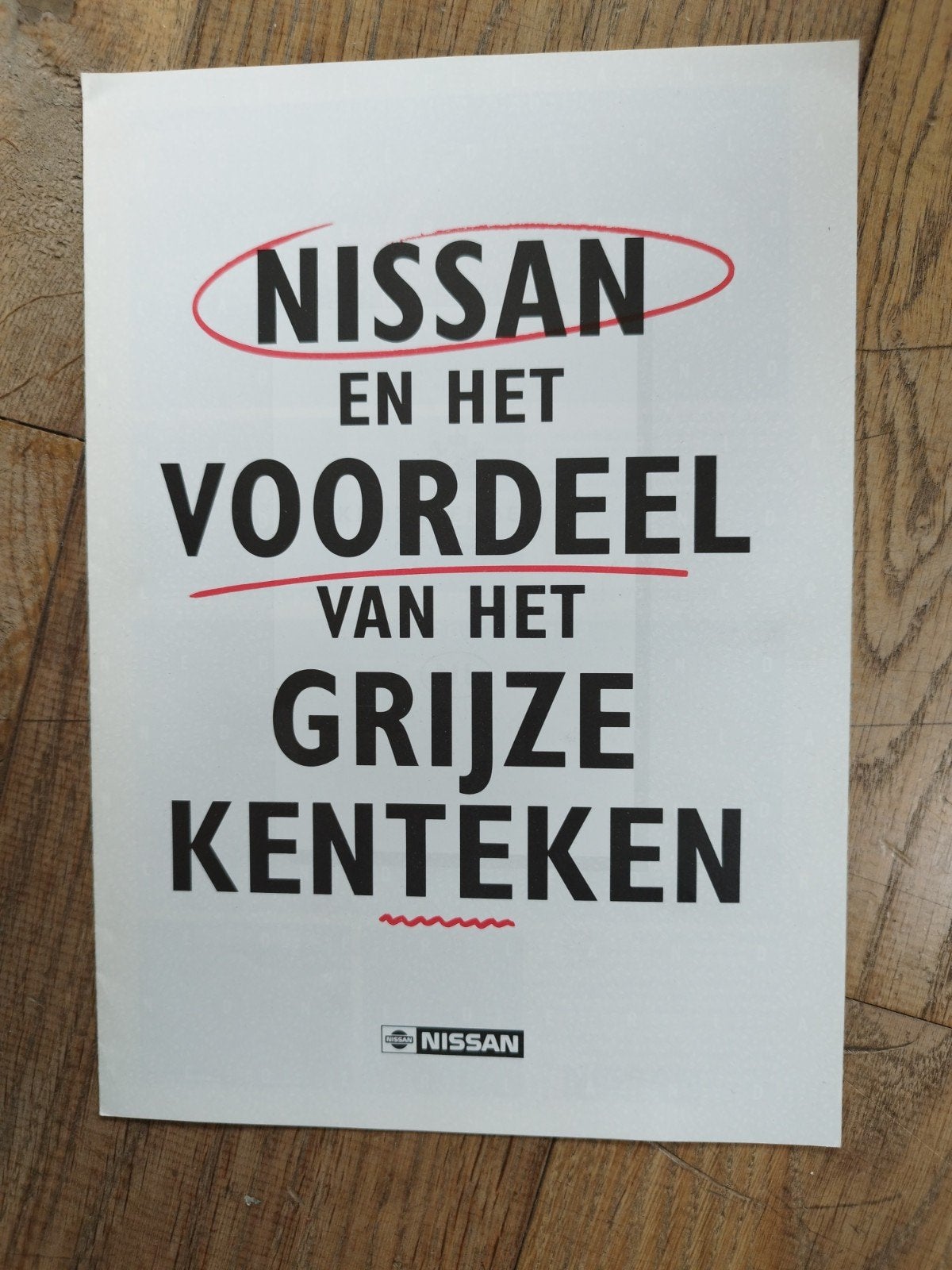 Nissan en het voordeel van het grijze kenteken (1991), Ophalen of Verzenden, Zo goed als nieuw, Nissan, NISSAN