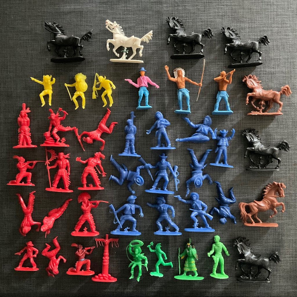 Plastic Indiaan Cowboys en Paarden ... W. Germany, Ophalen, Gebruikt